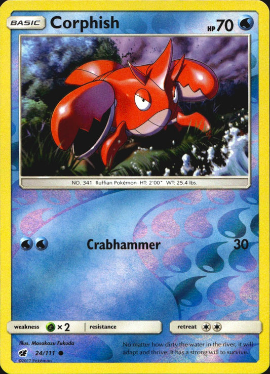 Corphish 24/111 Common Crimson Invasion Pokemon Reverse Holo Near Mint