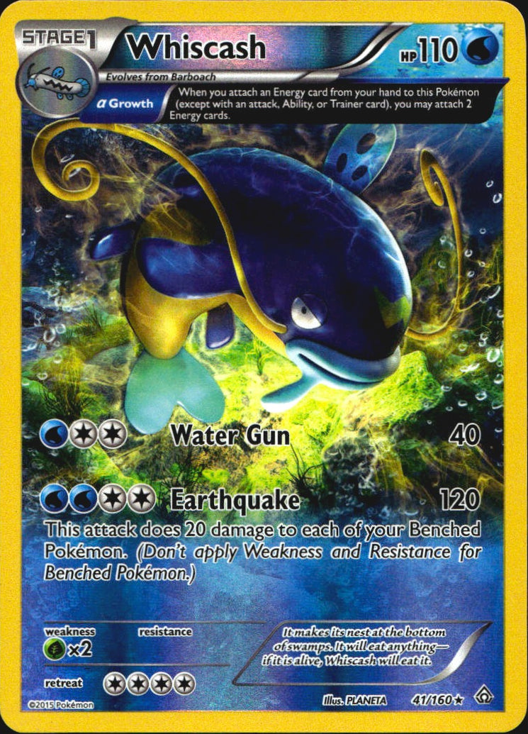 Whiscash 41/160 Rare Primal Clash Pokemon Reverse Holo Near Mint
