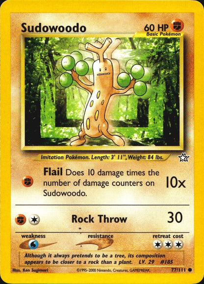Sudowoodo 77/111 Common Neo Genesis Pokemon Near Mint