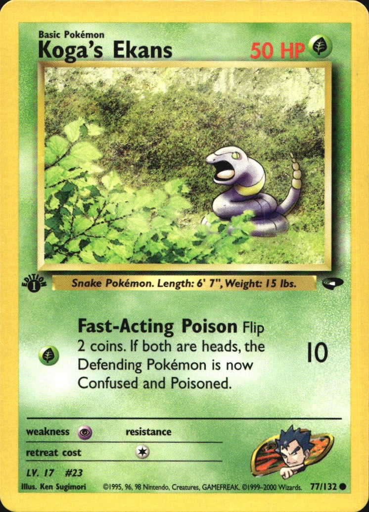 Koga's Ekans 77/132 Common Gym Challenge Pokemon 1st Edition Near Mint