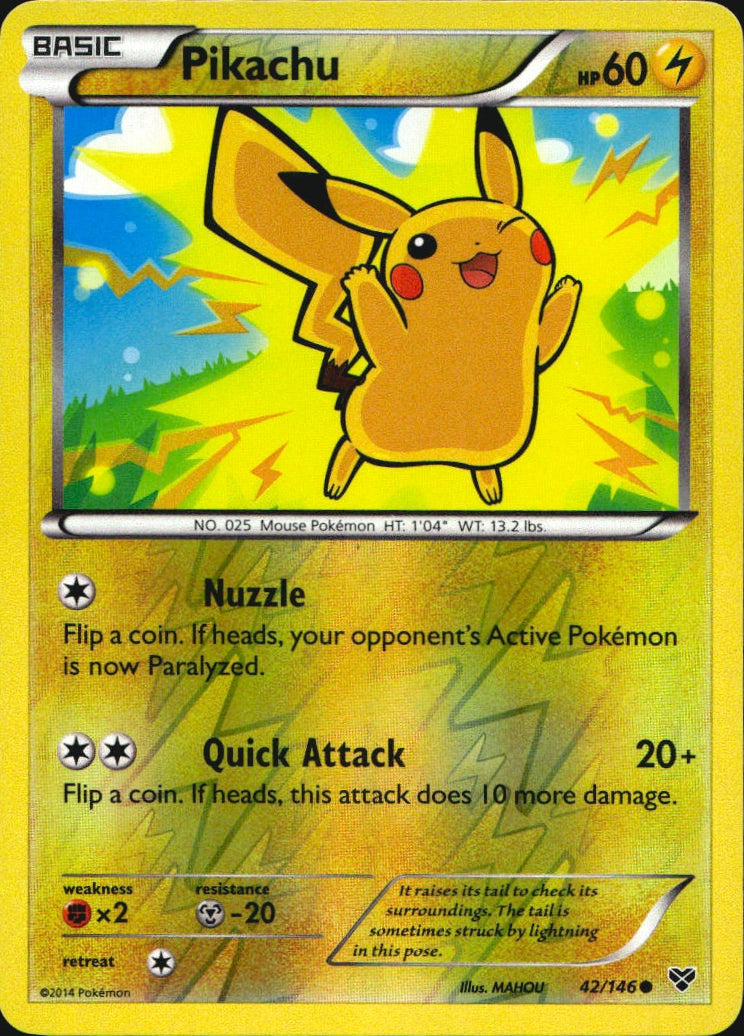 Pikachu 42/146 Common XY Pokemon Reverse Holo Near Mint
