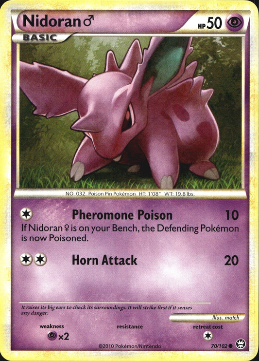 Nidoran M 70/102 Common HGSS Triumphant Pokemon Near Mint