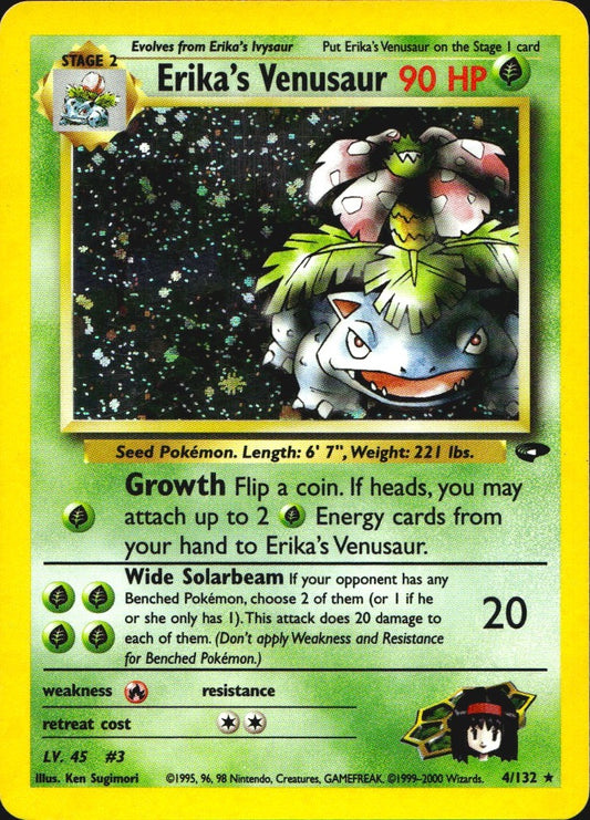 Erika's Venusaur 4/132 Holo Rare Gym Challenge Pokemon Lightly Played