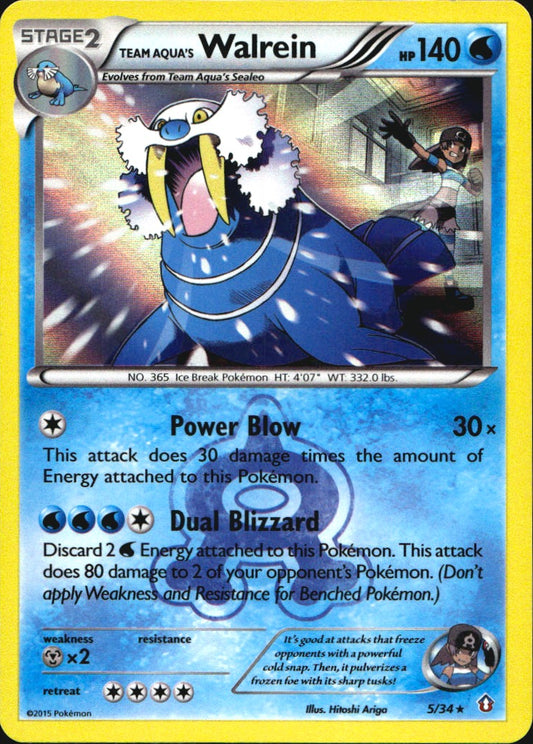 Team Aqua's Walrein 5/34 Holo Rare Double Crisis Pokemon Near Mint