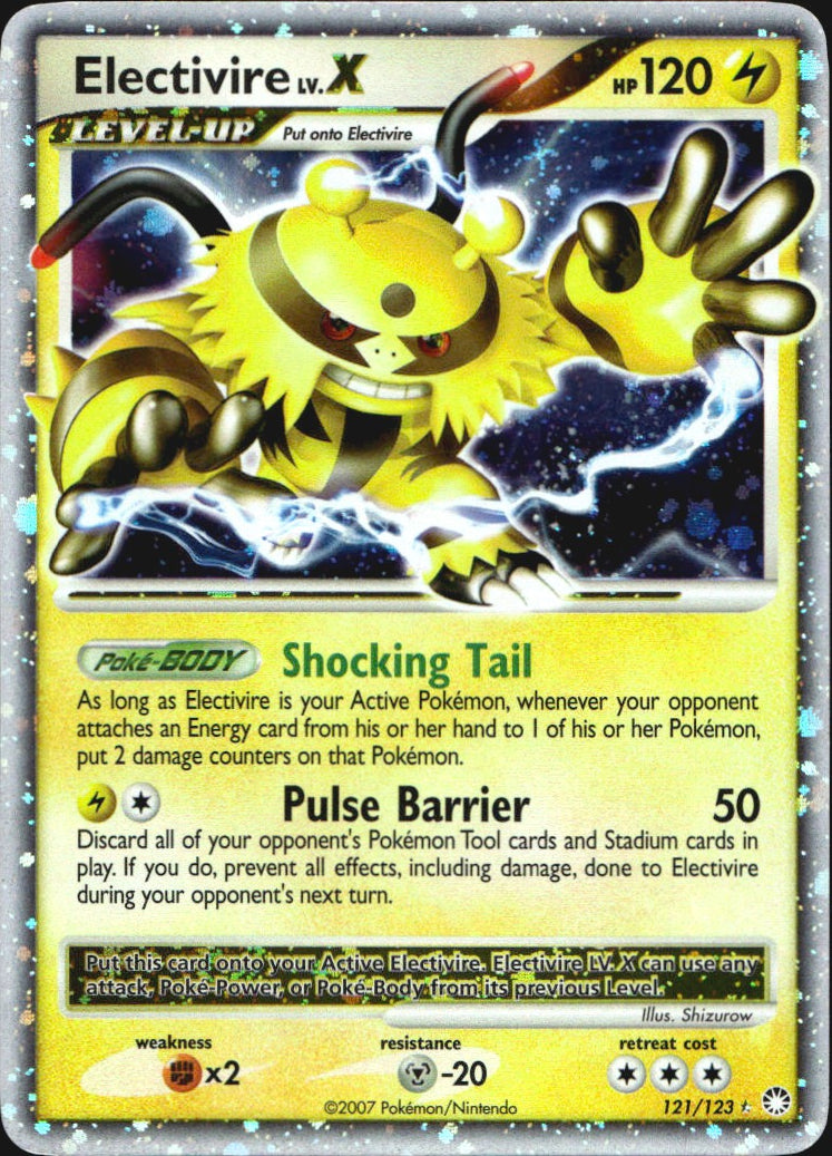 Electivire LV.X 121/123 Holo Rare LV.X Mysterious Treasures Pokemon Near Mint