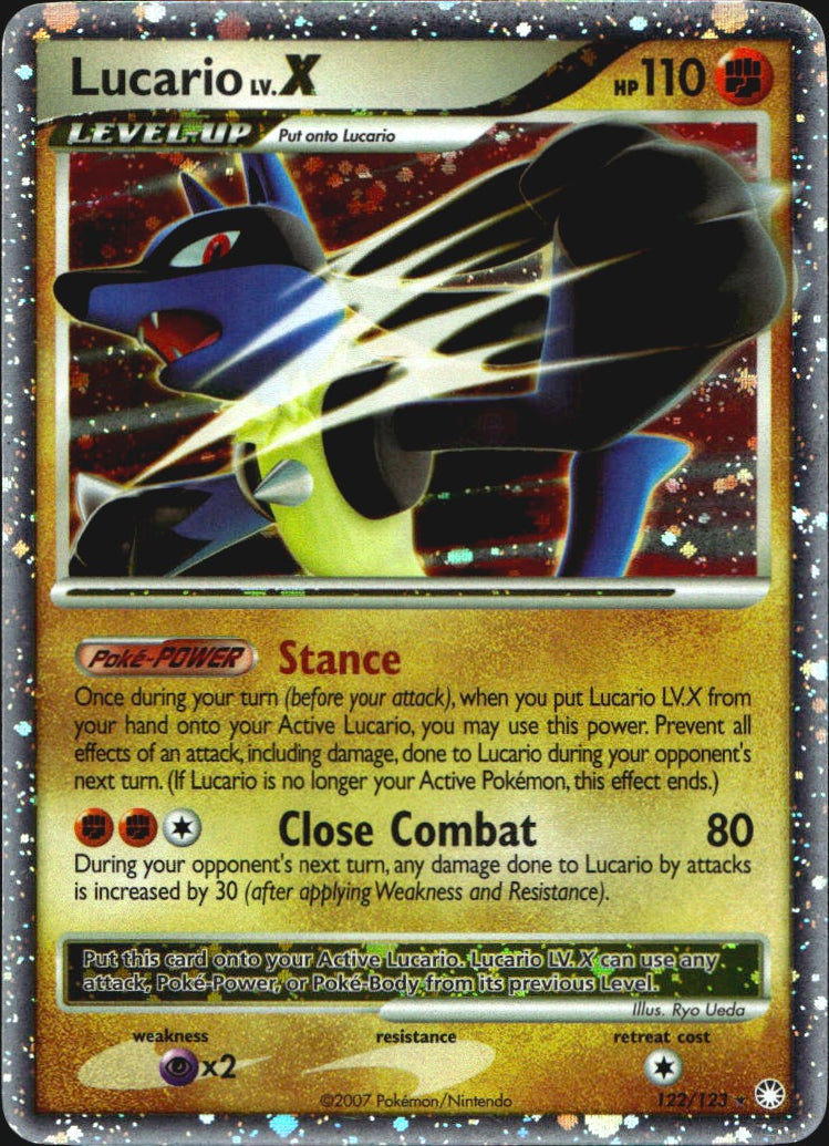 Lucario LV.X 122/123 Holo Rare LV.X Mysterious Treasures Pokemon Near Mint