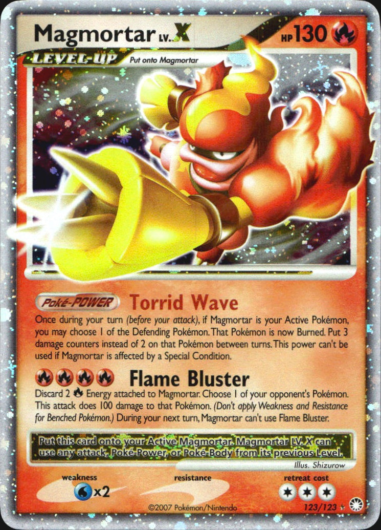 Magmortar LV.X 123/123 Holo Rare LV.X Mysterious Treasures Pokemon Near Mint