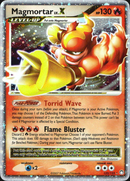Magmortar LV.X 123/123 Holo Rare LV.X Mysterious Treasures Pokemon Near Mint