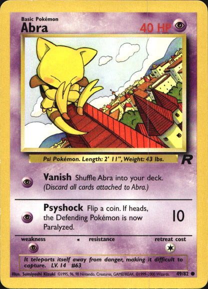 Abra 49/82 Common Team Rocket Pokemon Near Mint