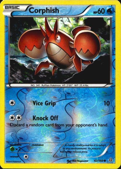 Corphish 42/160 Common Primal Clash Pokemon Reverse Holo Near Mint