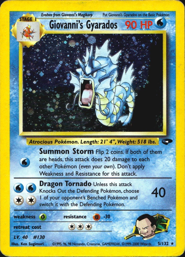 Giovanni's Gyarados 5/132 Holo Rare Gym Challenge Pokemon Heavily Played