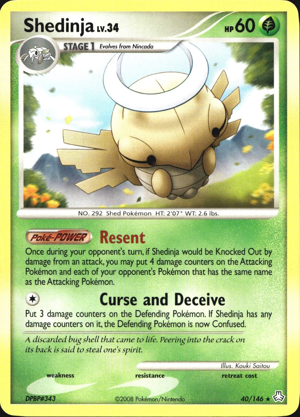 Shedinja 40/146 Rare Legends Awakened Pokemon Near Mint
