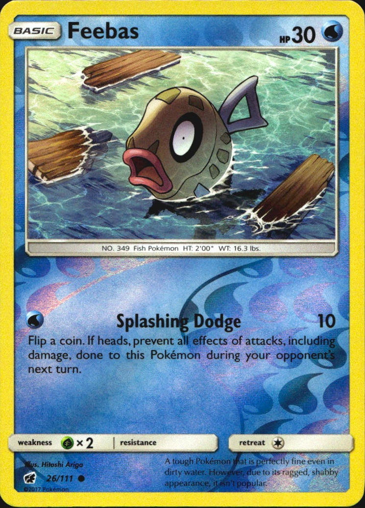 Feebas 26/111 Common Crimson Invasion Pokemon Reverse Holo Near Mint