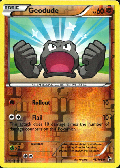 Geodude 45/106 Common Flashfire Pokemon Reverse Holo Near Mint