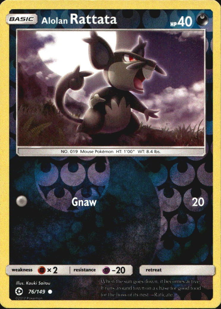 Alolan Rattata 76/149 Common Sun & Moon Pokemon Reverse Holo Near Mint