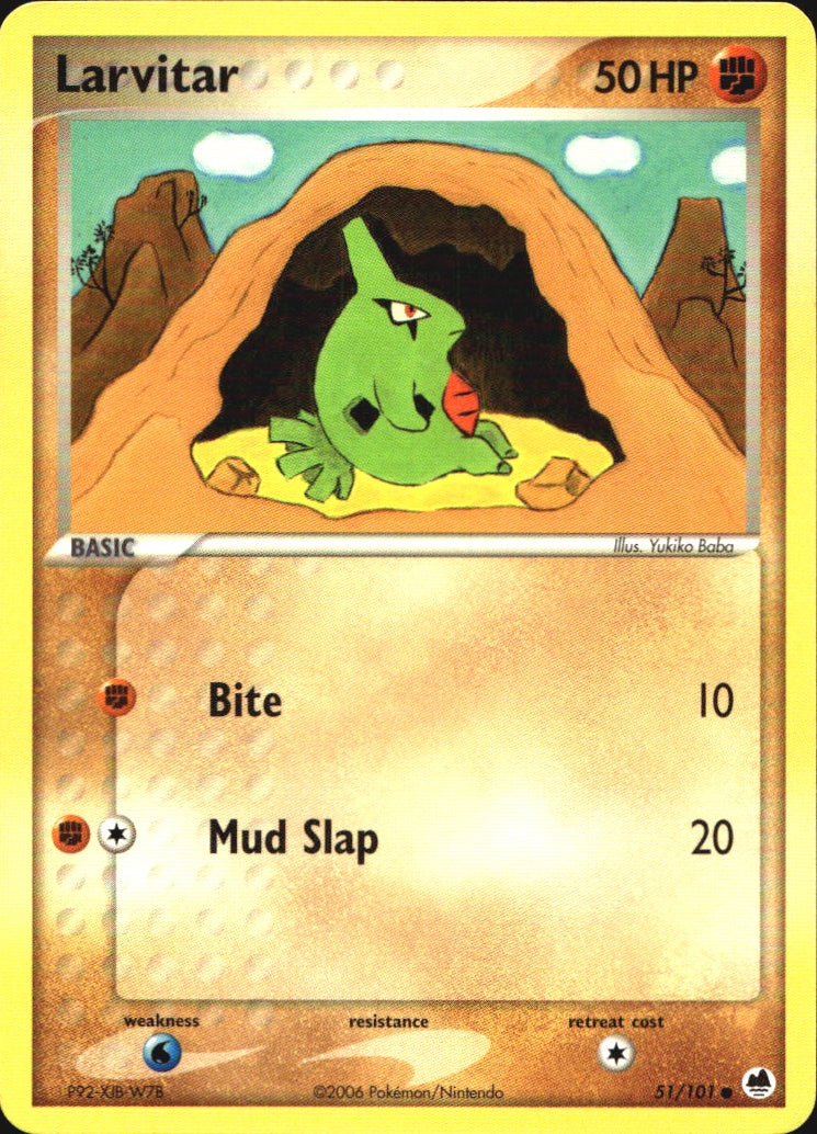 Larvitar 51/101 Common Dragon Frontiers Pokemon Near Mint