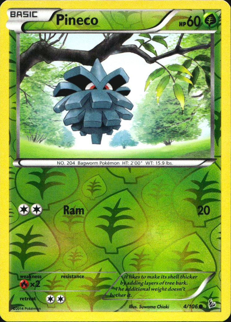 Pineco 4/106 Common Flashfire Pokemon Reverse Holo Near Mint