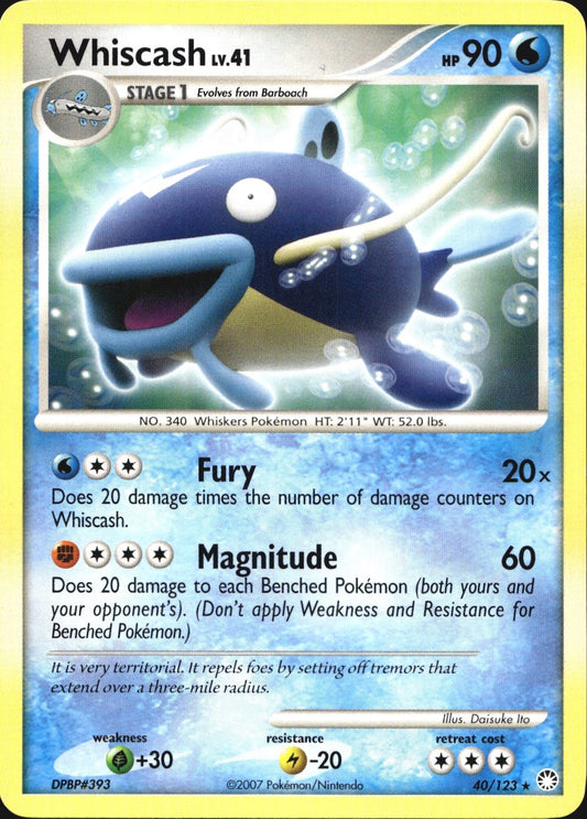Whiscash 40/123 Rare Mysterious Treasures Pokemon Near Mint