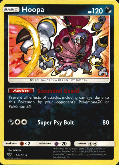 Hoopa 55/73 Holo Rare Shining Legends Pokemon Reverse Holo Near Mint