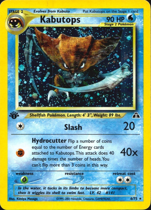 Kabutops 6/75 Holo Rare Neo Discovery Pokemon 1st Edition Holofoil Near Mint
