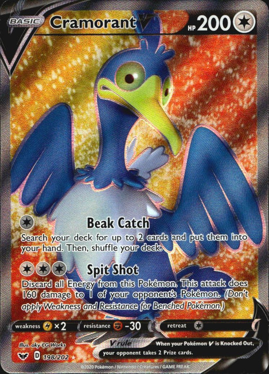Cramorant V 198/202 Rare Ultra Sword & Shield Pokemon Near Mint