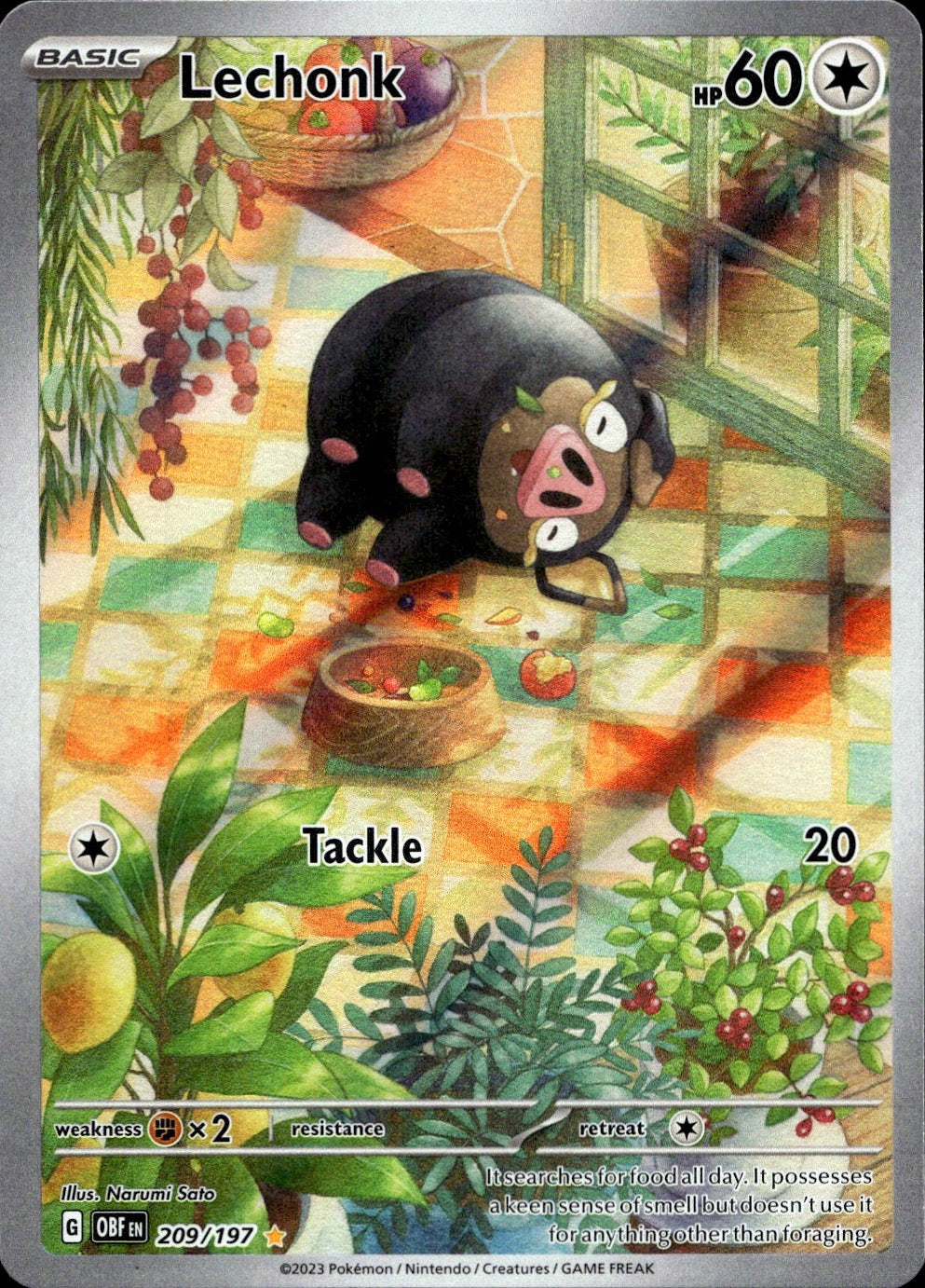 Lechonk 209/197 Illustration Rare Obsidian Flames Pokemon Near Mint