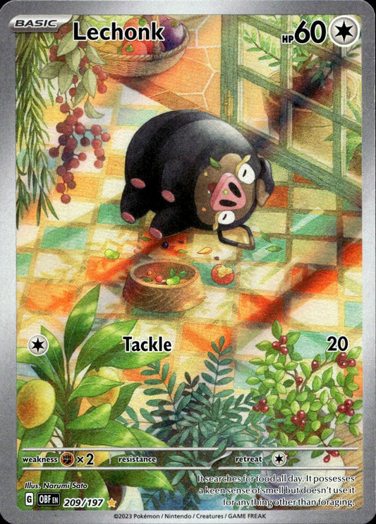 Lechonk 209/197 Illustration Rare Obsidian Flames Pokemon Near Mint