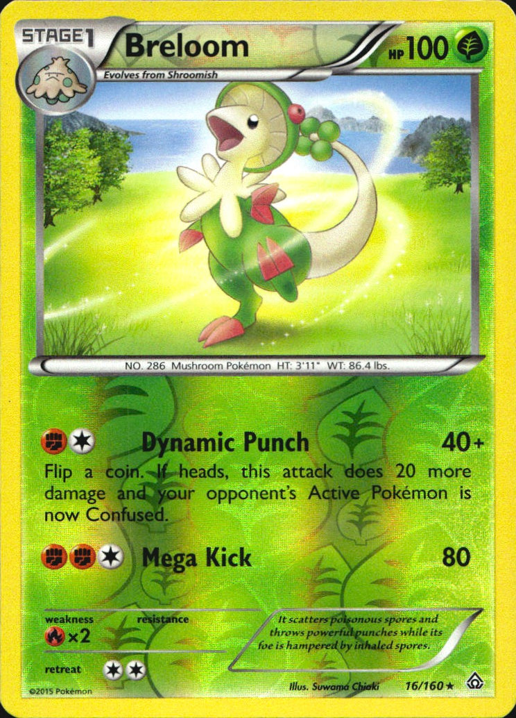 Breloom 16/160 Rare Primal Clash Pokemon Reverse Holo Near Mint
