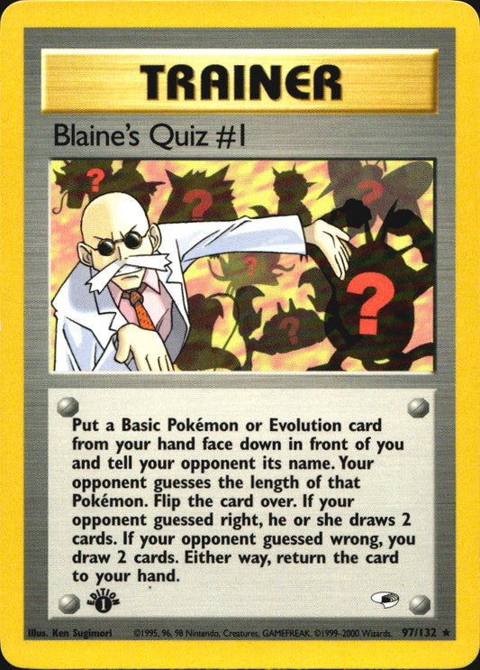 Blaine's Quiz #1 97/132 Rare Gym Heroes Pokemon 1st Edition Near Mint