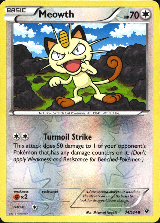 Meowth 74/124 Common Fates Collide Pokemon Reverse Holo Near Mint