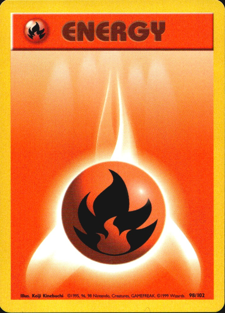 Fire Energy 98/102 Common Base Set Unlimited Pokemon Near Mint