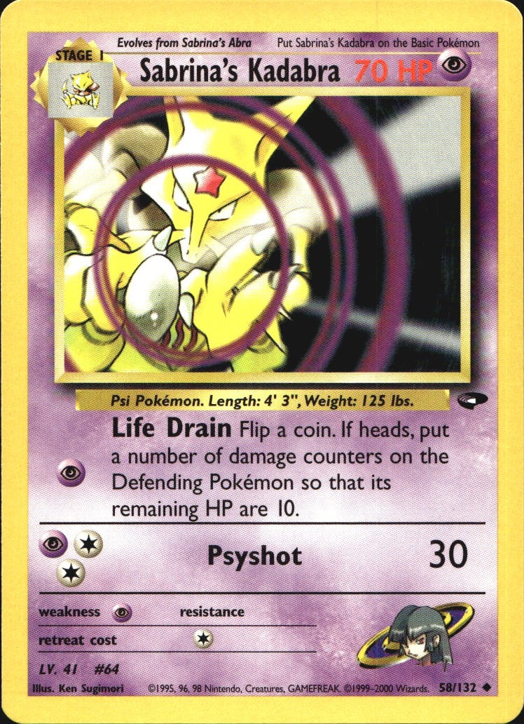 Sabrina's Kadabra 58/132 Uncommon Gym Challenge Pokemon Near Mint