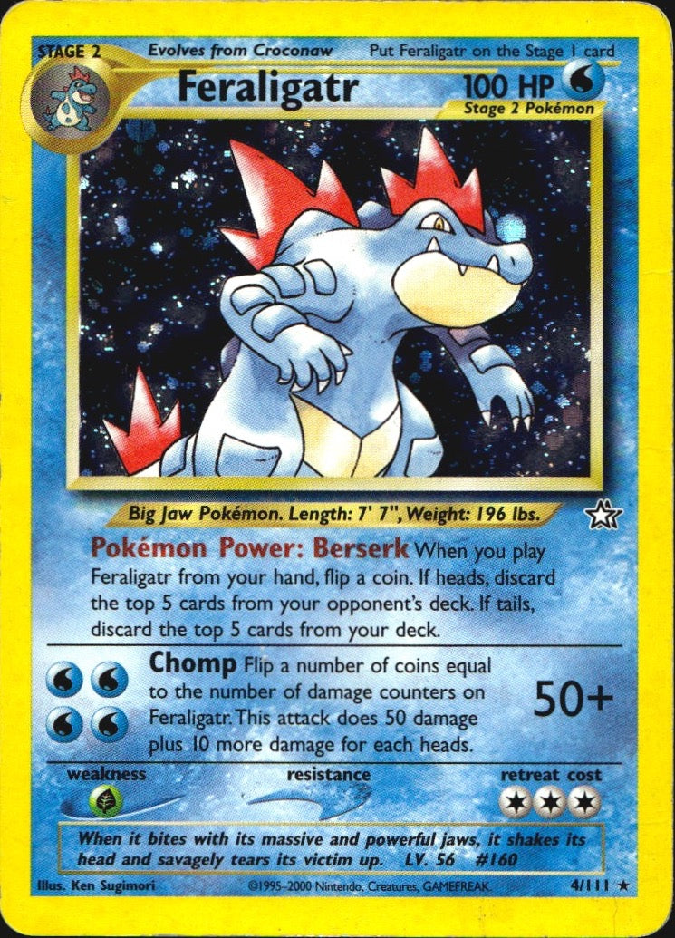 Feraligatr 4/111 Holo Rare Neo Genesis Pokemon Moderately Played