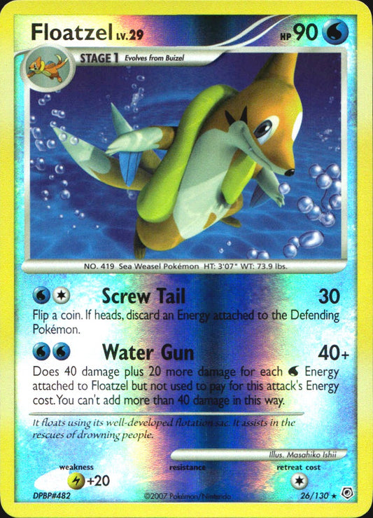 Floatzel 26/130 Rare Diamond & Pearl Pokemon Reverse Holo Near Mint