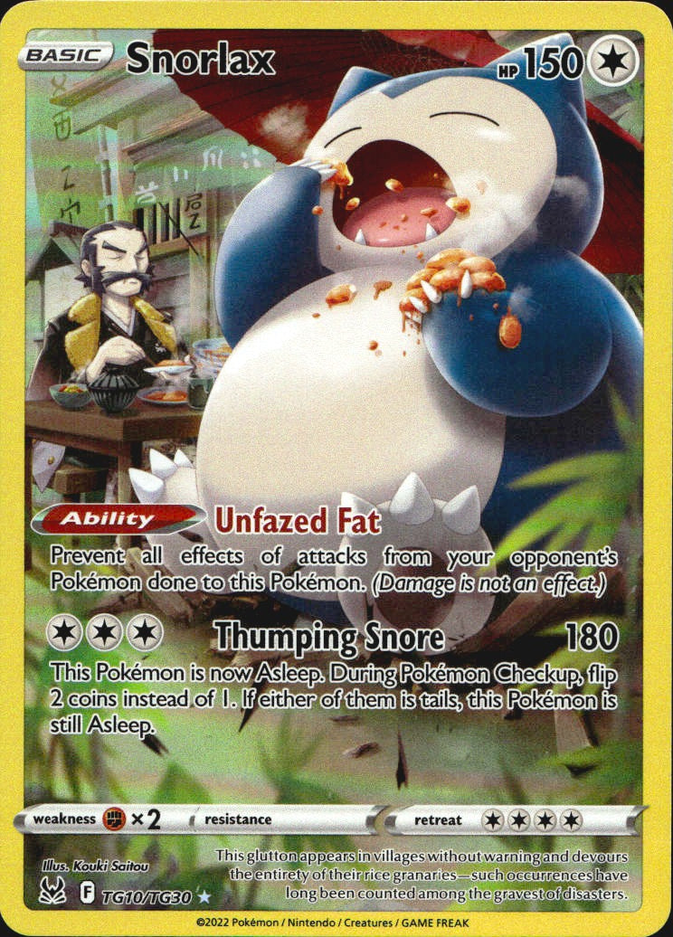 Snorlax TG10/TG30 Holo Lost Origin Trainer Gallery Pokemon NM