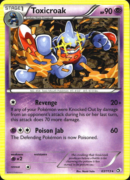 Toxicroak 63/113 Rare Legendary Treasures Pokemon Near Mint