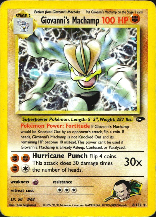 Giovanni's Machamp 6/132 Holo Rare Gym Challenge Pokemon Heavily Played