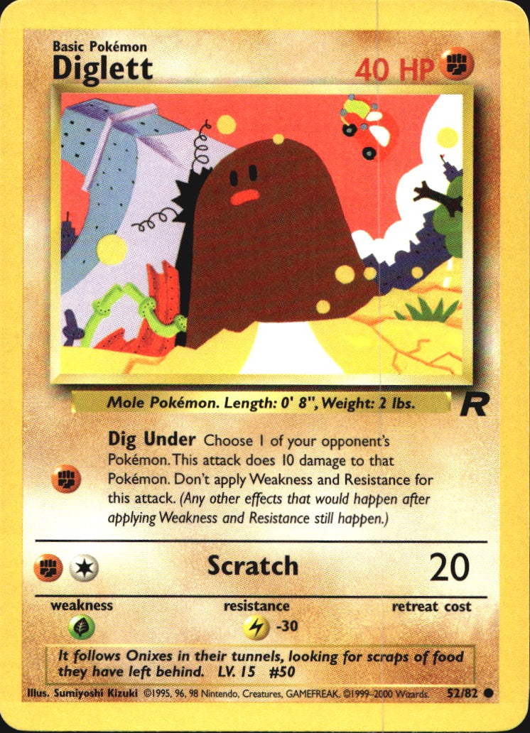 Diglett 52/82 Common Team Rocket Pokemon Near Mint
