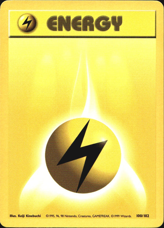 Lightning Energy 100/102 Base Set Pokemon Near Mint