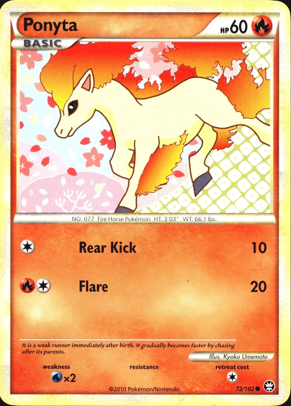 Ponyta 72/102 Common HGSS Triumphant Pokemon Near Mint