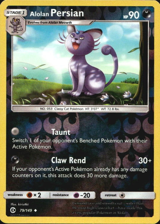 Alolan Persian 79/149 Uncommon Sun & Moon Pokemon Reverse Holo Near Mint