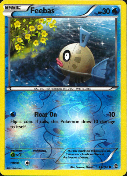 Feebas 43/160 Common Primal Clash Pokemon Reverse Holo Near Mint