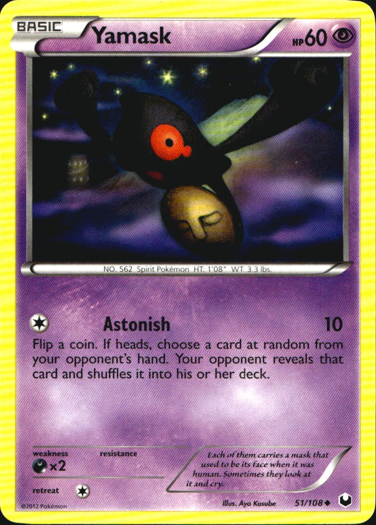 Yamask 51/108 Uncommon Dark Explorers Pokemon Near Mint