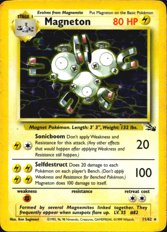 Magneton 11/62 Holo Rare Fossil Pokemon Moderately Played