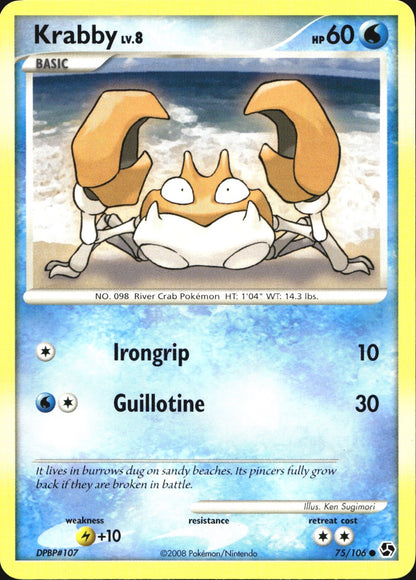 Krabby 75/106 Common Great Encounters Pokemon Near Mint