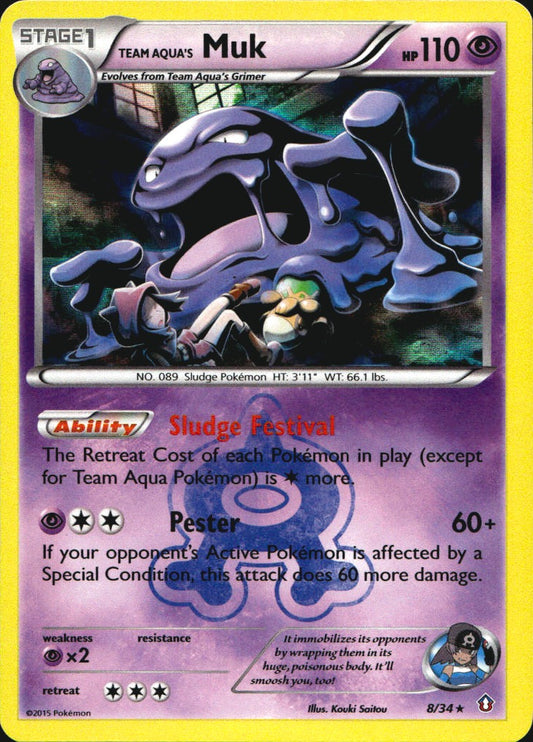 Team Aqua's Muk 8/34 Holo Rare Double Crisis Pokemon Near Mint
