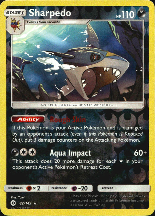 Sharpedo 82/149 Holo Rare Sun & Moon Pokemon Reverse Holo Near Mint