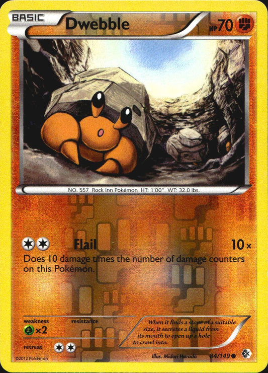 Dwebble 84/149 Common Boundaries Crossed Pokemon Reverse Holo Near Mint