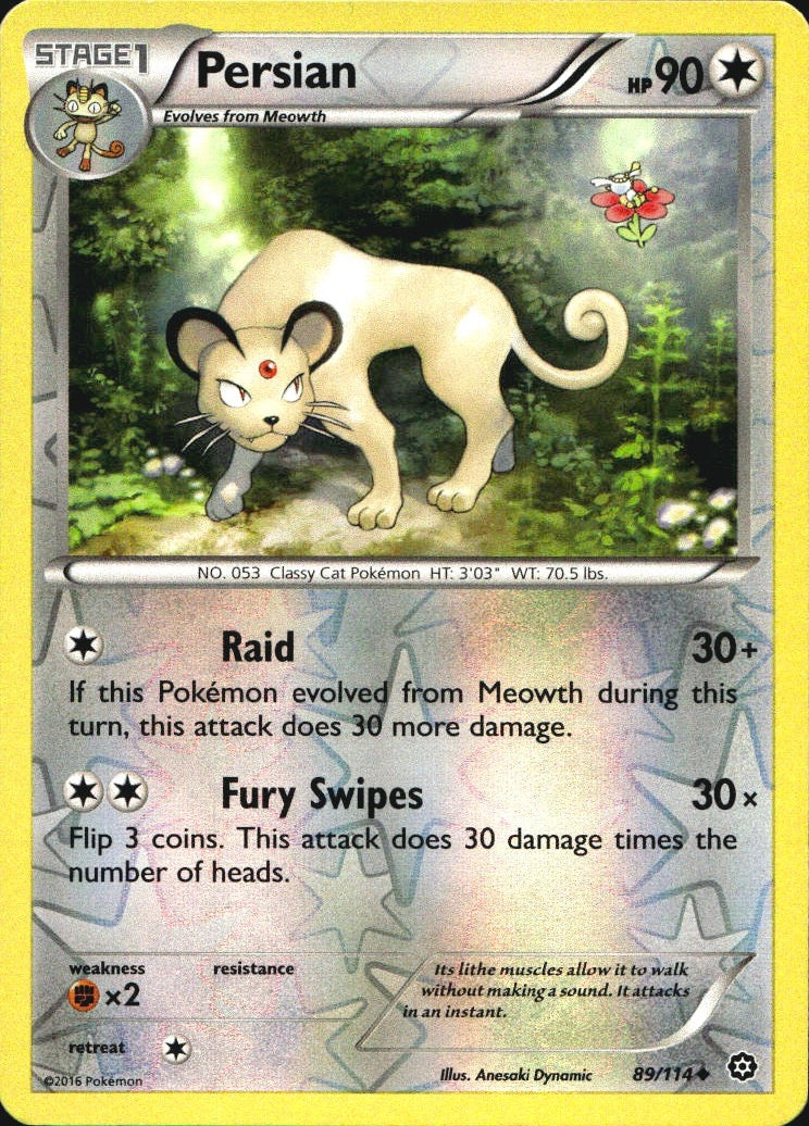 Persian 89/114 Uncommon Steam Siege Pokemon Reverse Holo Near Mint