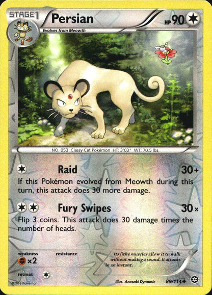 Persian 89/114 Uncommon Steam Siege Pokemon Reverse Holo Near Mint
